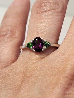 Vinyard! VTG NIB 925 Rhodolite Garnet & Diopside Accent Ring Sz 7